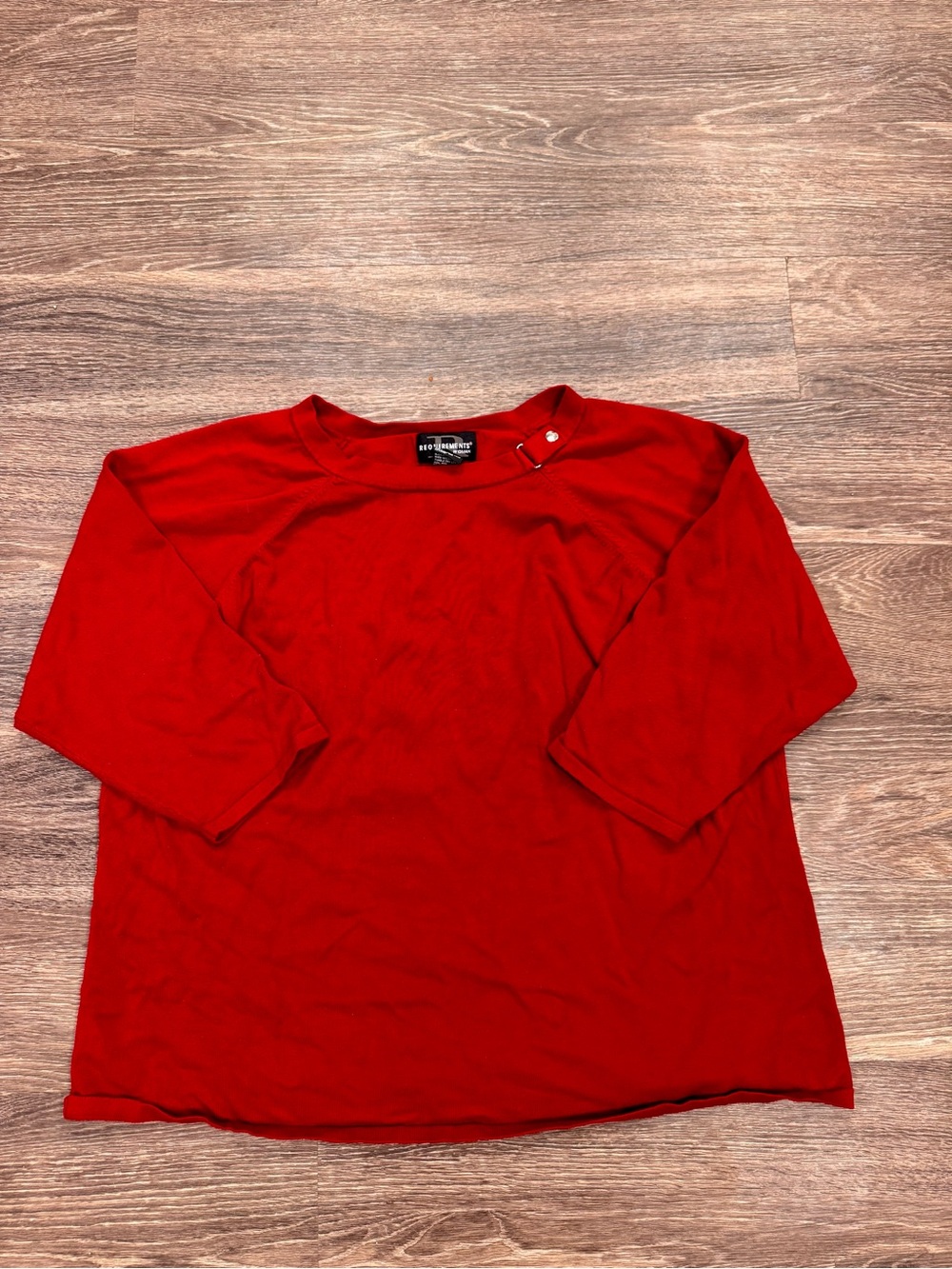 Vintage Requirements Woman Red Knit Top 2X Rayon Nylon 3/4 Sleeve Sweater